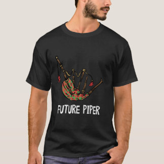 Grappige doedelzak toekomst Piper Schotse muzikant T-shirt