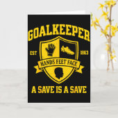 Grappige Doelman Voetbal Keeper Retro Varsity Kaart (Gele Bloem)