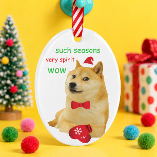 Grappige Doge Meme Shiba Inu Vlinderdas Mutsen Ornament