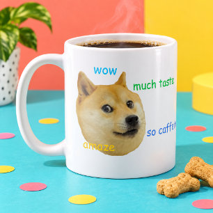 Grappige Doge Meme Shiba Inu Wow Veel Koffie Koffiemok
