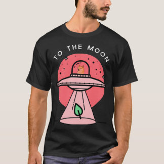 Grappige Dogecoin UFO naar de maan houdt Doge Alie T-shirt