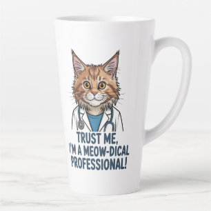 Grappige Dokter Kat Medische Humor Illustratie Latte Mok