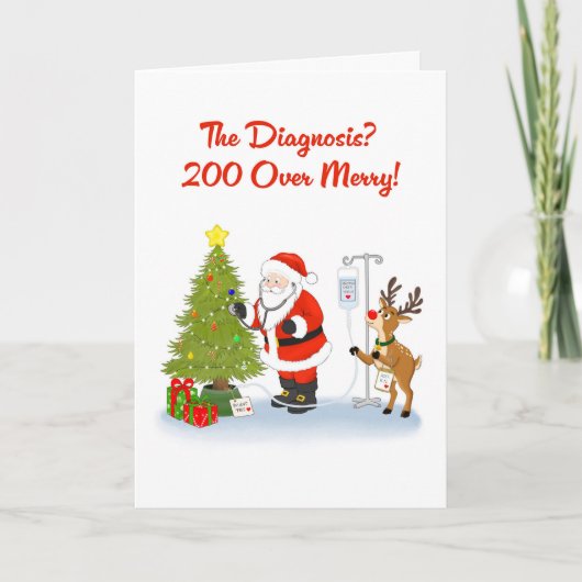 Grappige Dokter Kerstman Kerstboom Checkup Kaart (Voorkant)