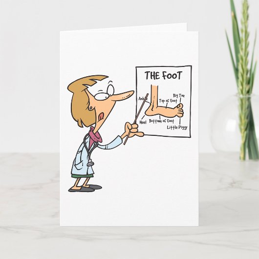 Grappige dokter leert voet anatomie kaart