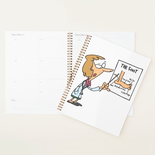 Grappige dokter leert voet anatomie planner