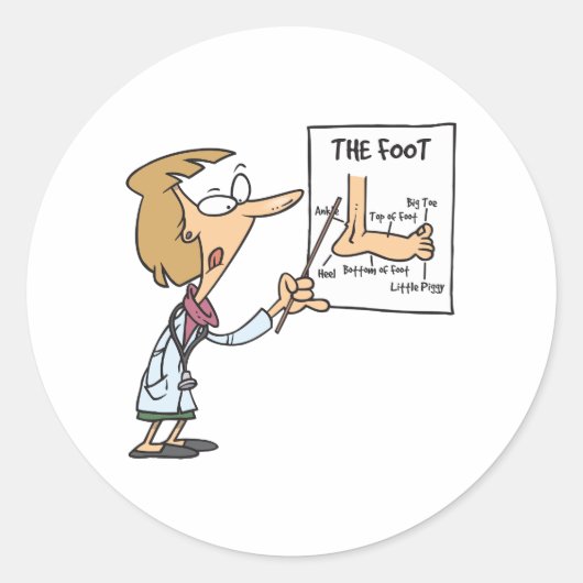 Grappige dokter leert voet anatomie ronde sticker (Voorkant)
