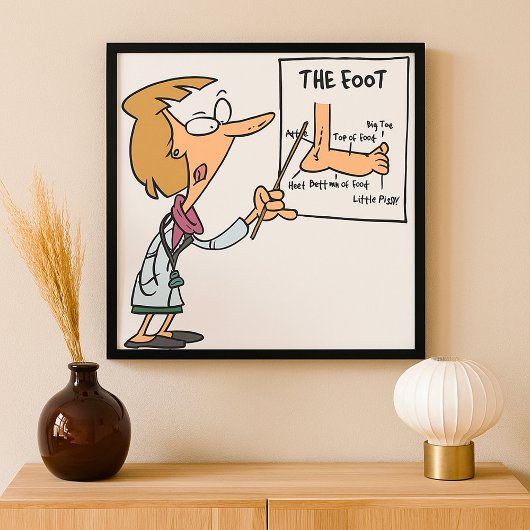Grappige dokter leert voetanatomie poster