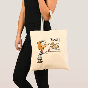 Grappige dokter leert voetanatomie tote bag