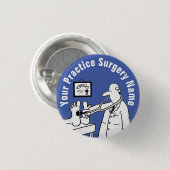 Grappige dokter met stethoscoop. artsenpraktijk ronde button 3,2 cm (Voorkant /achterkant)