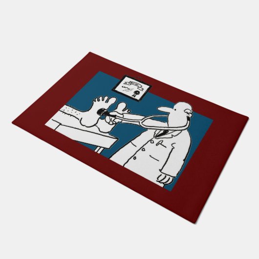 Grappige dokter met zijn stethoscoop deurmat (Schuin)