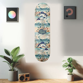 Grappige Dolfijn Boho Ocean Waves Strand Tropisch Persoonlijk Skateboard
