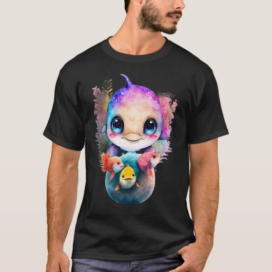 Grappige dolfijn en vis vrienden t-shirt (Voorkant)