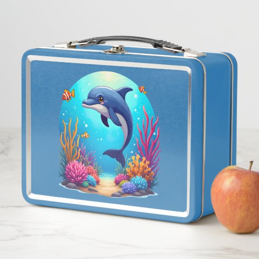 Grappige dolfijn in het levendige koraalrif (In situ)