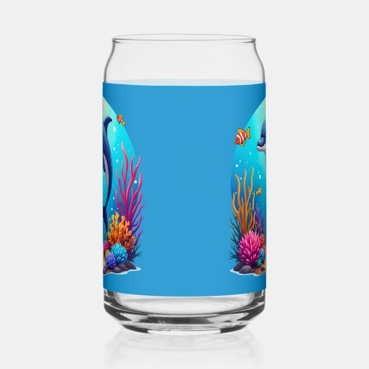 Grappige dolfijn in het levendige koraalrif blikvorm glas (Links)