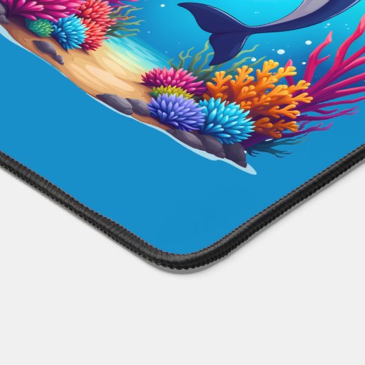 Grappige dolfijn in het levendige koraalrif bureaumat (Hoek)