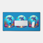 Grappige dolfijn in het levendige koraalrif bureaumat (Keyboard & Muis)