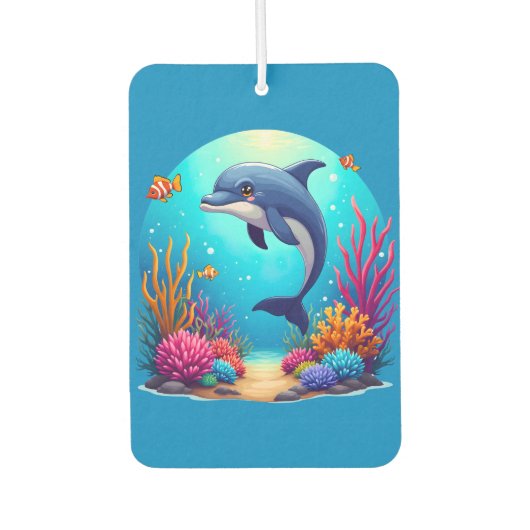 Grappige dolfijn in het levendige koraalrif luchtverfrisser (Voorkant)