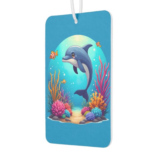 Grappige dolfijn in het levendige koraalrif luchtverfrisser (Links)