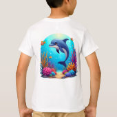 Grappige dolfijn in het levendige koraalrif t-shirt (Achterkant)