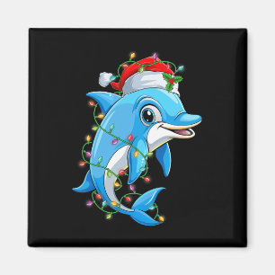 Grappige Dolfijn Kerstman Hoed Kerstboom Lights Xm Magneet