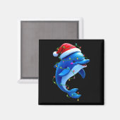 Grappige Dolfijn Kerstman Hoed Kerstboom Lights Xm Magneet (Voorkant / Achterkant)