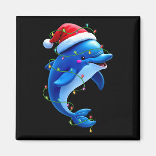Grappige Dolfijn Kerstman Hoed Kerstboom Lights Xm Magneet
