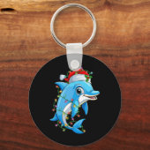 Grappige Dolfijn Kerstman Hoed Kerstboom Lights Xm Sleutelhanger (Voorkant)
