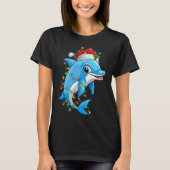 Grappige Dolfijn Kerstman Hoed Kerstboom Lights Xm T-shirt (Voorkant)