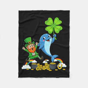 Grappige dolfijn klaver St. Patrick's Day vrouwen Fleece Deken