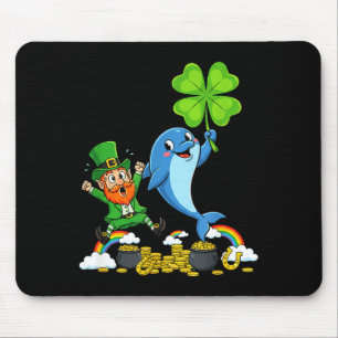 Grappige dolfijn klaver St. Patrick's Day vrouwen Muismat