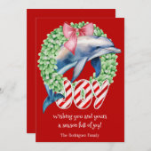 Grappige Dolfijn Krans Vreugde Kerstmis Vakantie K Feestdagenkaart (Voorkant / Achterkant)