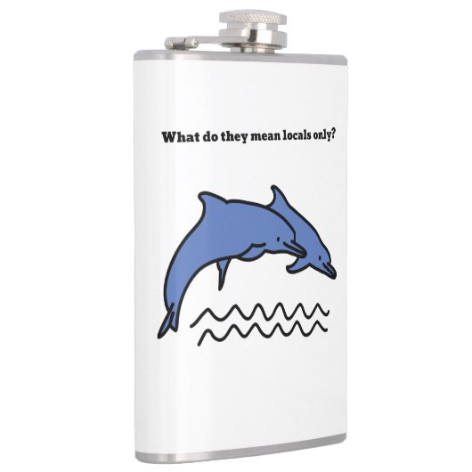 Grappige Dolfijn Ocean Love Waves Vinyl Wrapped Fl Heupfles (Rechts)