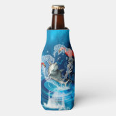 Grappige dolfijn springen door een hart flesjeskoeler (Fles Voorkant)