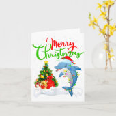 Grappige Dolfijn Vis Liefhebber Kerst Verlichting  Kaart (Gele Bloem)