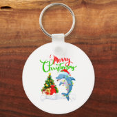 Grappige Dolfijn Vis Liefhebber Kerst Verlichting  Sleutelhanger (Voorkant)