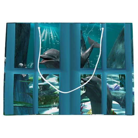 Grappige dolfijnen large cadeautasje (Voorkant)