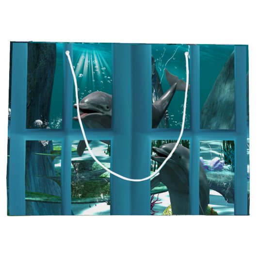 Grappige dolfijnen large cadeautasje (Achterkant)