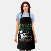 Grappige Dolle Kat Dames Kerst Ugly Schort (Gedragen)