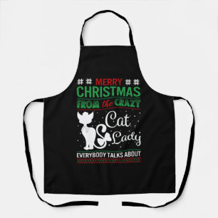 Grappige Dolle Kat Dames Kerst Ugly Schort