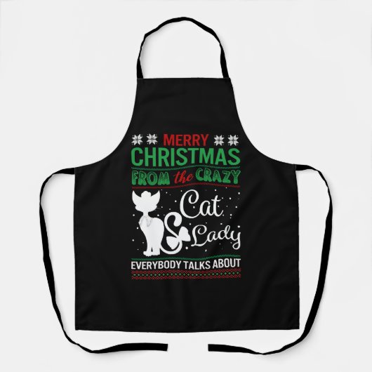 Grappige Dolle Kat Dames Kerst Ugly Schort (Voorkant)