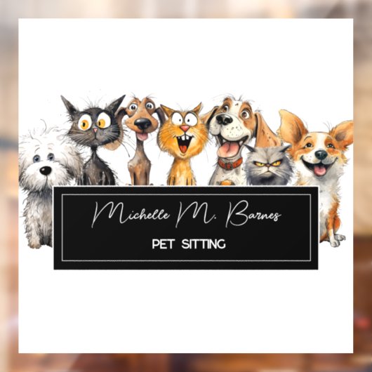 Grappige Dolle Katten Honden Oppas Professioneel Raamsticker (Vel 2)