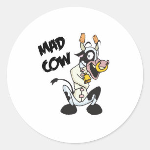 grappige dolle koe ronde sticker