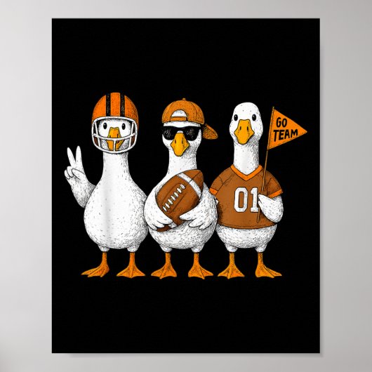Grappige Domme Gans Eend Voetbal Herfst Voetbalwed Poster (Voorkant)