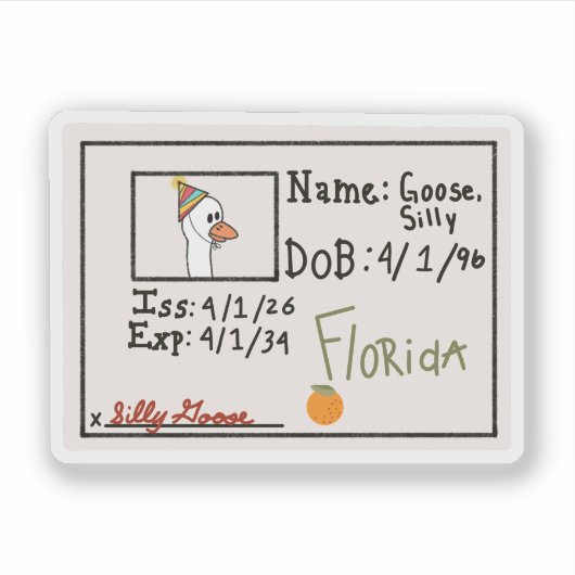 Grappige Domme Gans ID Sticker (Voorkant)