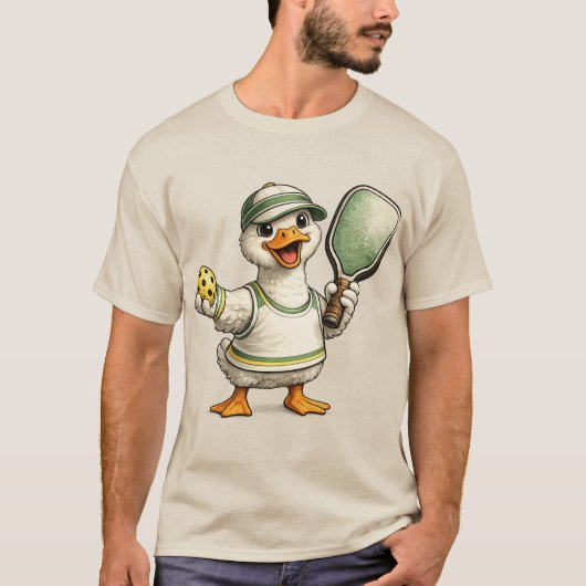 Grappige Domme Gans Pickleball : Gans met Paddle T-shirt (Voorkant)