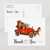 Grappige Domme Katten Retro Auto Bedankt Script Ha Briefkaart (Voorkant / Achterkant)