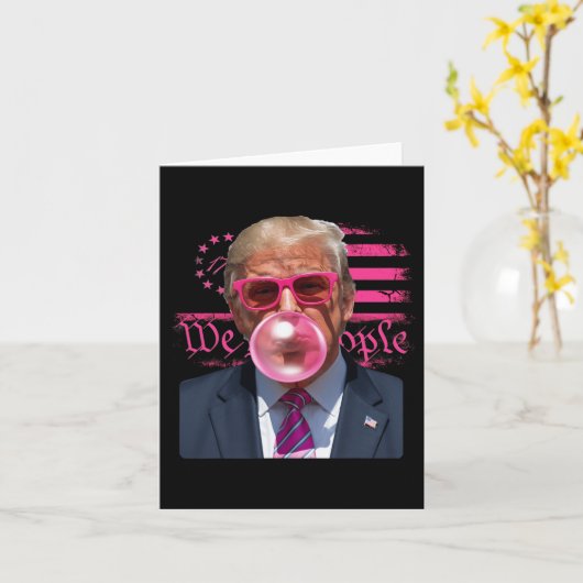 Grappige Donald Trump Bubble Gum Roze 4 juli Ameri Kaart (Gele Bloem)