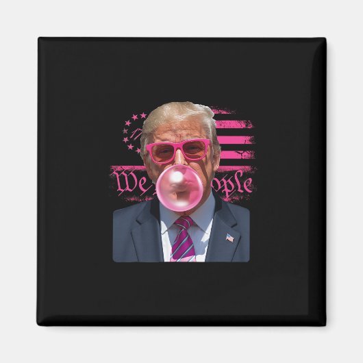 Grappige Donald Trump Bubble Gum Roze 4 juli Ameri Magneet (Voorkant)