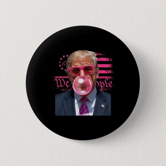 Grappige Donald Trump Bubble Gum Roze 4 juli Ameri Ronde Button 5,7 Cm (Voorkant)