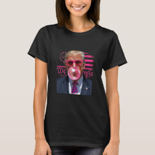Grappige Donald Trump Bubble Gum Roze 4 juli Ameri T-shirt